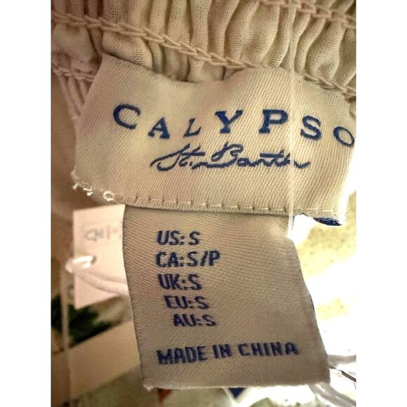 NEW Calypso Saint Barth Cotton Palm Tree Tiered Sleeveless Maxi Dress M Rio - Picture 6 of 7